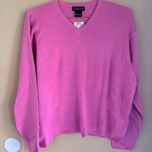 Faconnable Pink V-Neck Cotton Sweater Men’s XL Vintage French Designer